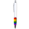 PRIDE – Flaga LGBT, biały długopis BIROS