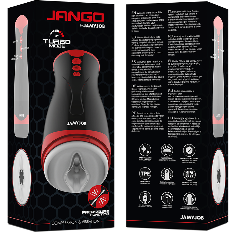 JAMYJOB - WIBRUJĄCO-UCISKAJĄCY MASTURBATOR JANGO