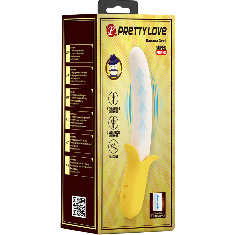PRETTY LOVE - BANANA GEEK SUPER POWER 7 WIBRACJI GÓRA-DÓŁ SILIKON CZARNY