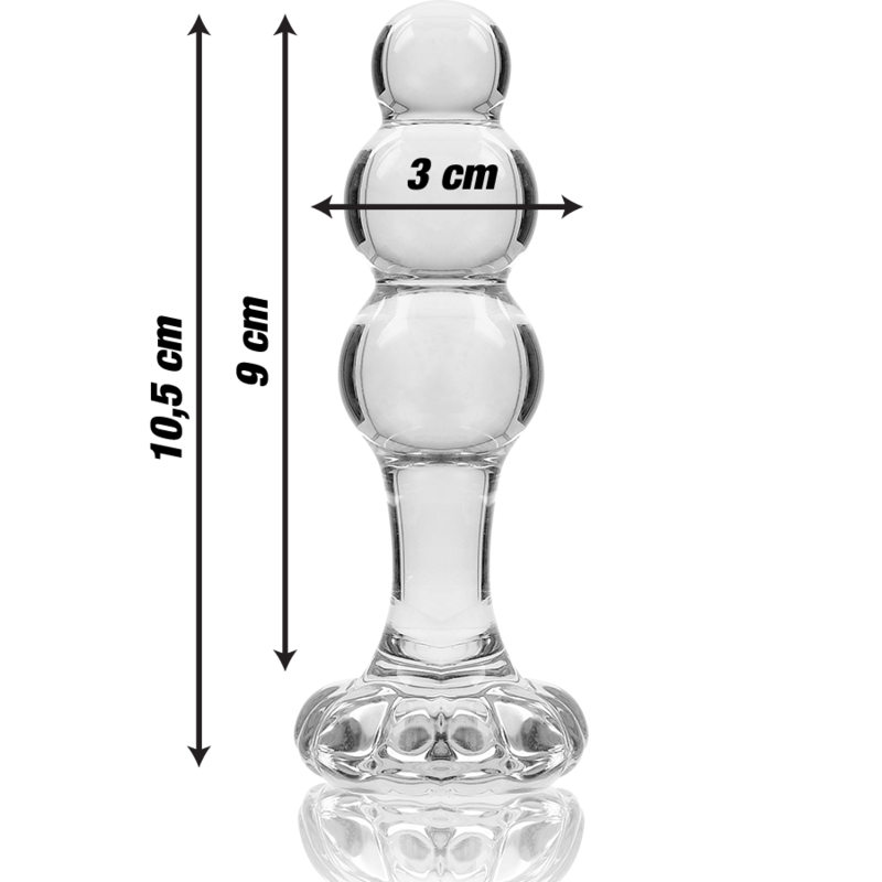 SERIA NEBULA BY IBIZA - MODEL 1 KOREK ANALNY ZE SZKŁA BOROKRZEMOWEGO PRZEZROCZYSTY 10.5 CM -O- 3 CM