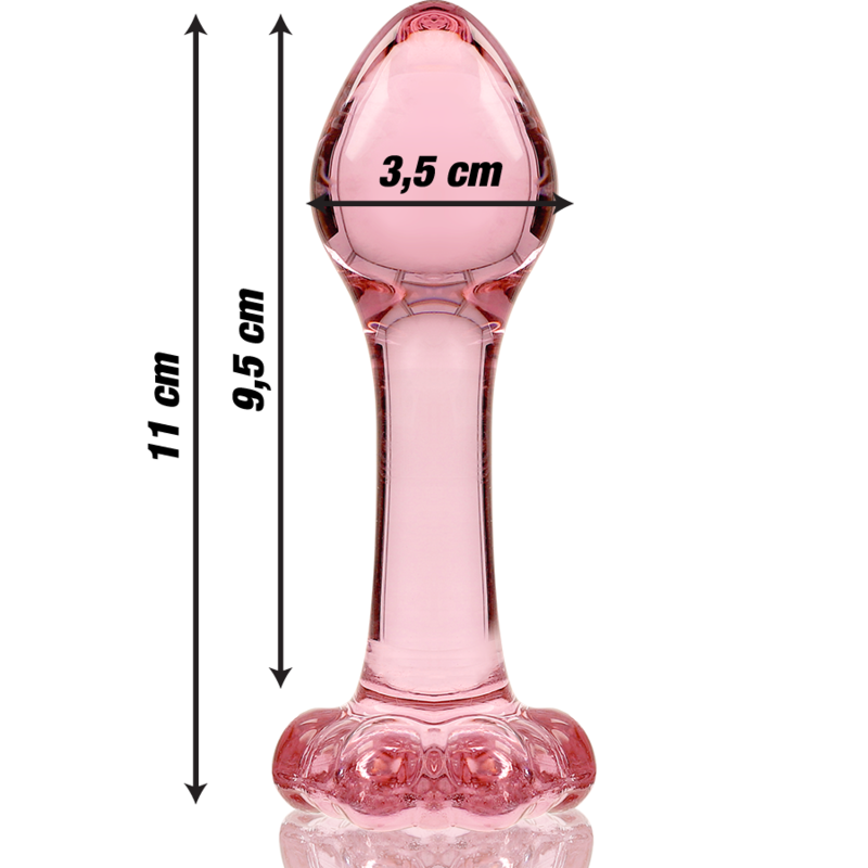 SERIA NEBULA OD IBIZA - MODEL 2 KOREK ANALNY ZE SZKŁA BOROKRZEMIANOWEGO RÓŻOWY 11 CM -O- 3.5 CM