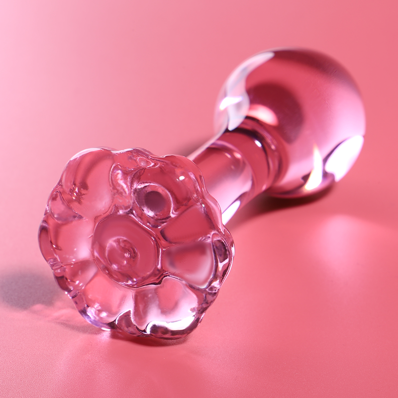 SERIA NEBULA OD IBIZA - MODEL 2 KOREK ANALNY ZE SZKŁA BOROKRZEMIANOWEGO RÓŻOWY 11 CM -O- 3.5 CM
