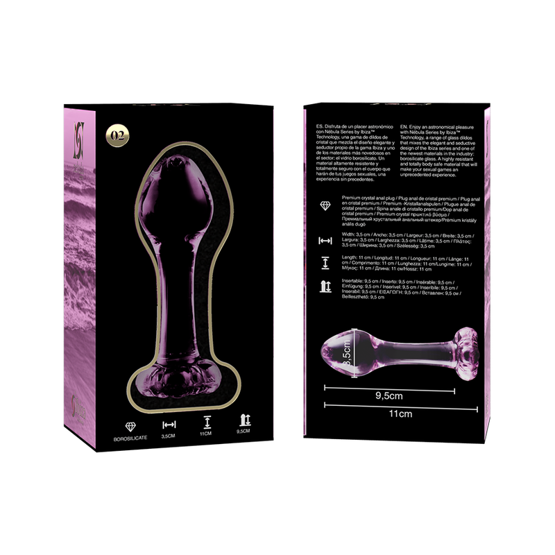 SERIA NEBULA OD IBIZA - MODEL 2 KOREK ANALNY ZE SZKŁA BOROKRZEMIANOWEGO RÓŻOWY 11 CM -O- 3.5 CM