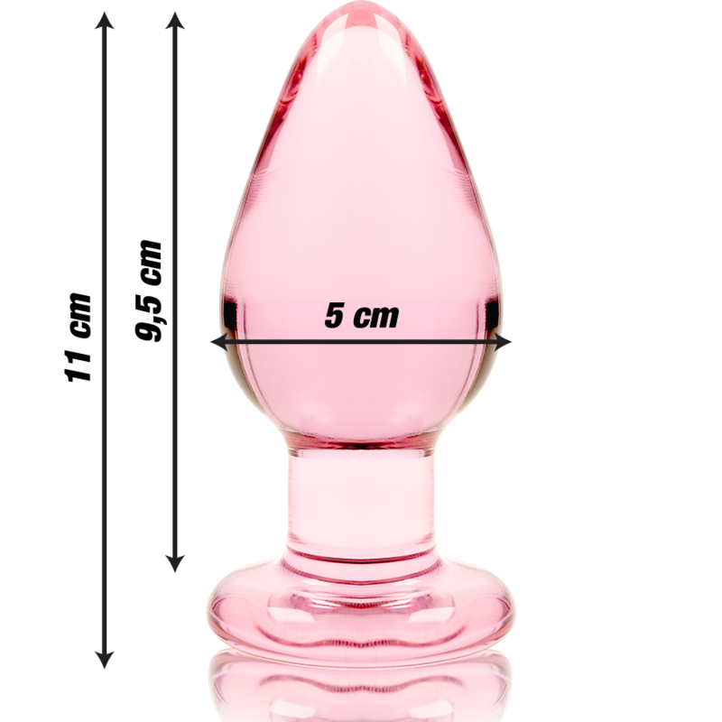 SERIA NEBULA BY IBIZA – MODEL 3 KOREK ANALNY ZE SZKŁA BOROKRZEMOWEGO RÓŻOWY 11 CM -O- 5 CM