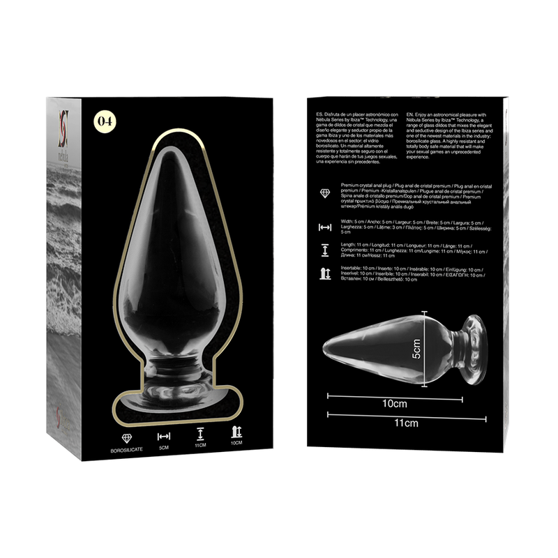 SERIA NEBULA BY IBIZA – MODEL 4 KOREK ANALNY ZE SZKŁA BOROKRZEMOWEGO PRZEZROCZYSTY 11 CM -O- 5 CM