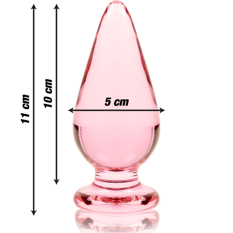SERIA NEBULA OD IBIZA - MODEL 4 KOREK ANALNY ZE SZKŁA BOROKRZEMOWEGO RÓŻOWY 11 CM -O- 5 CM
