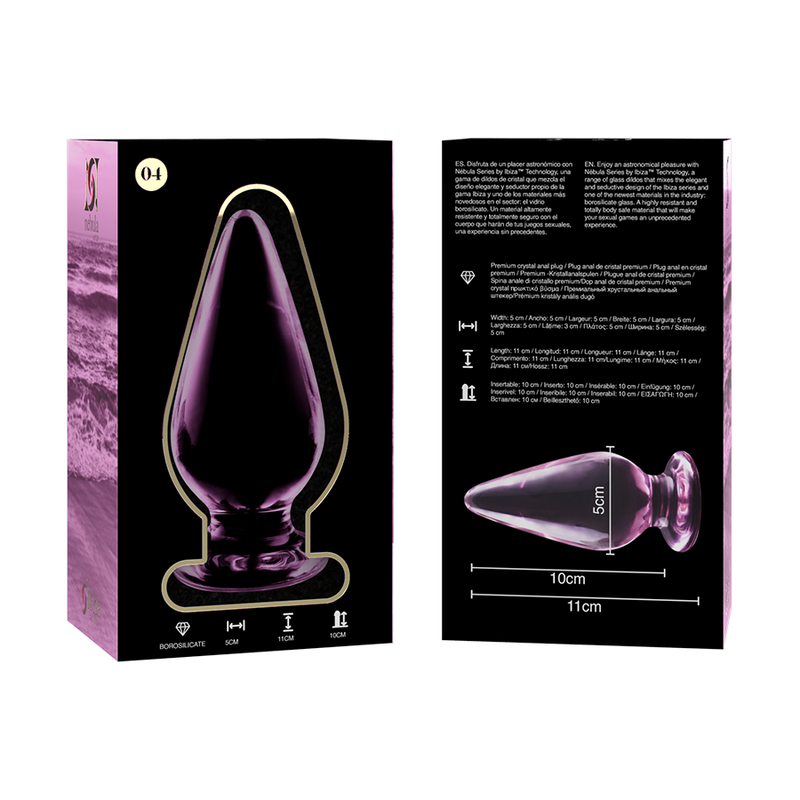 SERIA NEBULA OD IBIZA - MODEL 4 KOREK ANALNY ZE SZKŁA BOROKRZEMOWEGO RÓŻOWY 11 CM -O- 5 CM