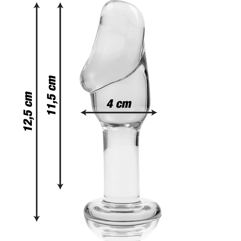 SERIA NEBULA BY IBIZA - MODEL 6 SZKLANY KOREK ANALNY ZE SZKŁA BOROKRZEMOWEGO BEZBARWNY 12,5 CM -O- 4 CM