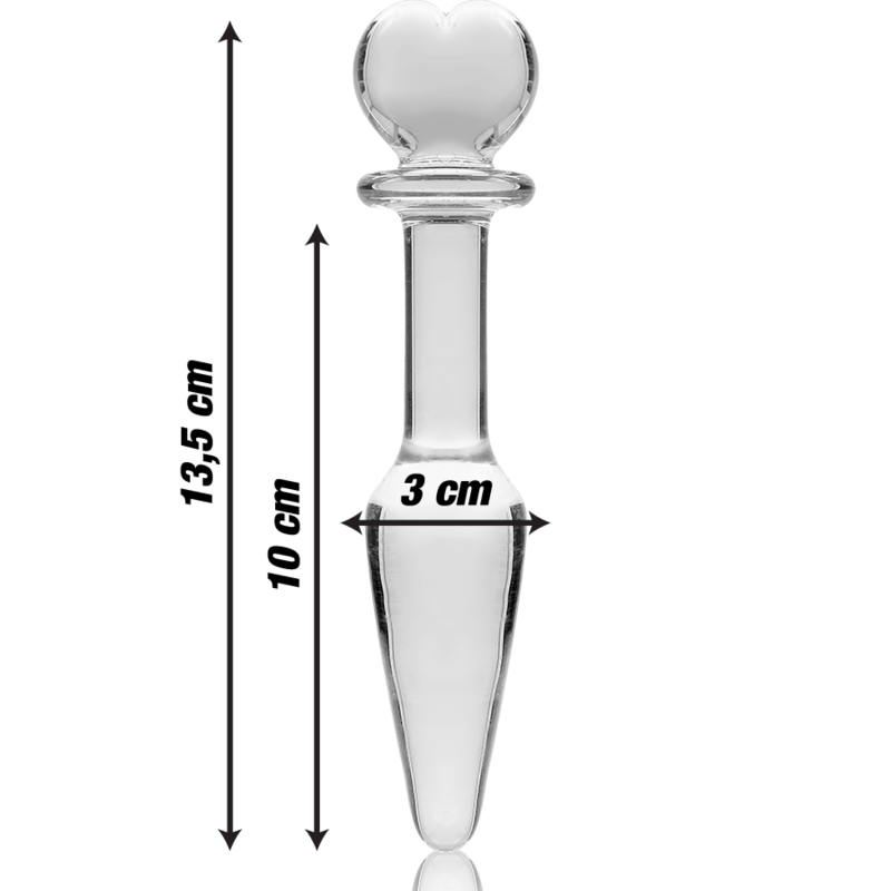 SERIA NEBULA FIRMY IBIZA – KOREK ANALNY MODEL 7 ZE SZKŁA BOROKRZEMOWEGO, PRZEZROCZYSTY 13,5 CM -O- 3 CM