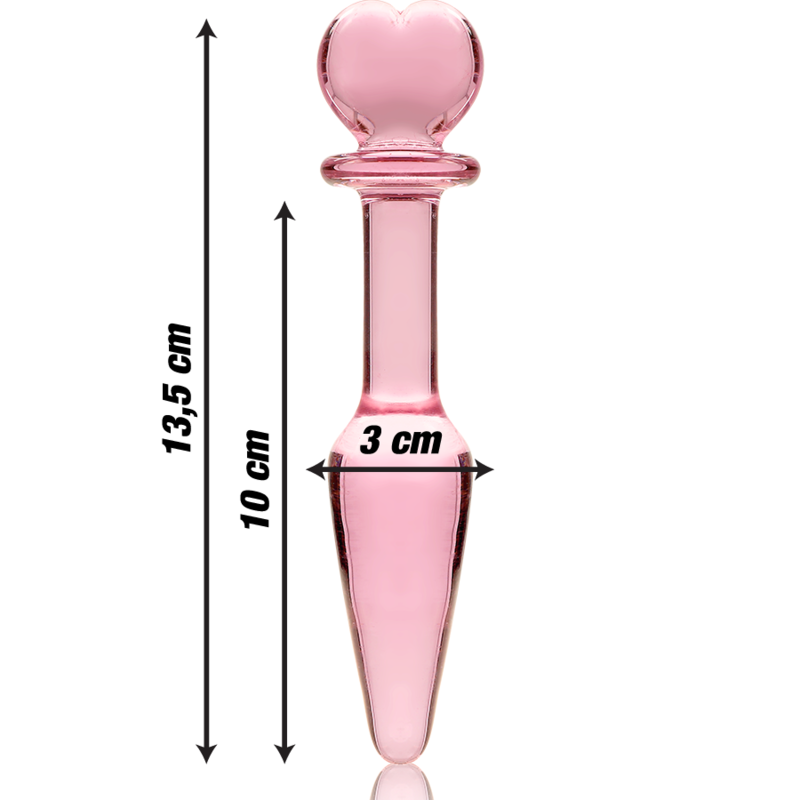 SERIA NEBULA FIRMY IBIZA - KOREK ANALNY MODEL 7 ZE SZKŁA BOROKRZEMIANOWEGO RÓŻOWY 13,5 CM -O- 3 CM