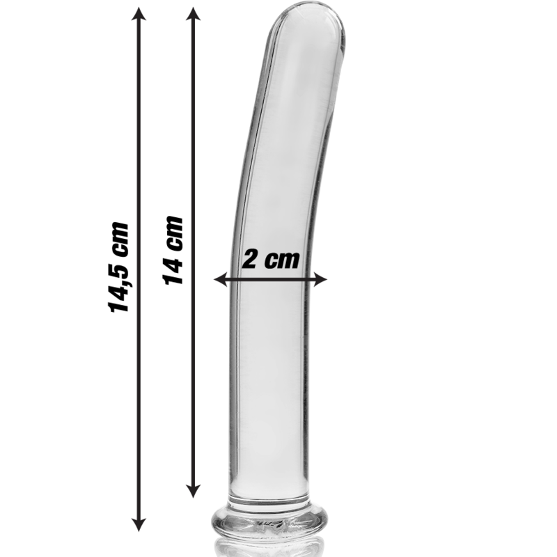 SERIA NEBULA FIRMY IBIZA - SZKLANY DILDO MODEL 8 ZE SZKŁA BOROKRZEMIANOWEGO PRZEZROCZYSTY 14,5 CM -O- 2 CM