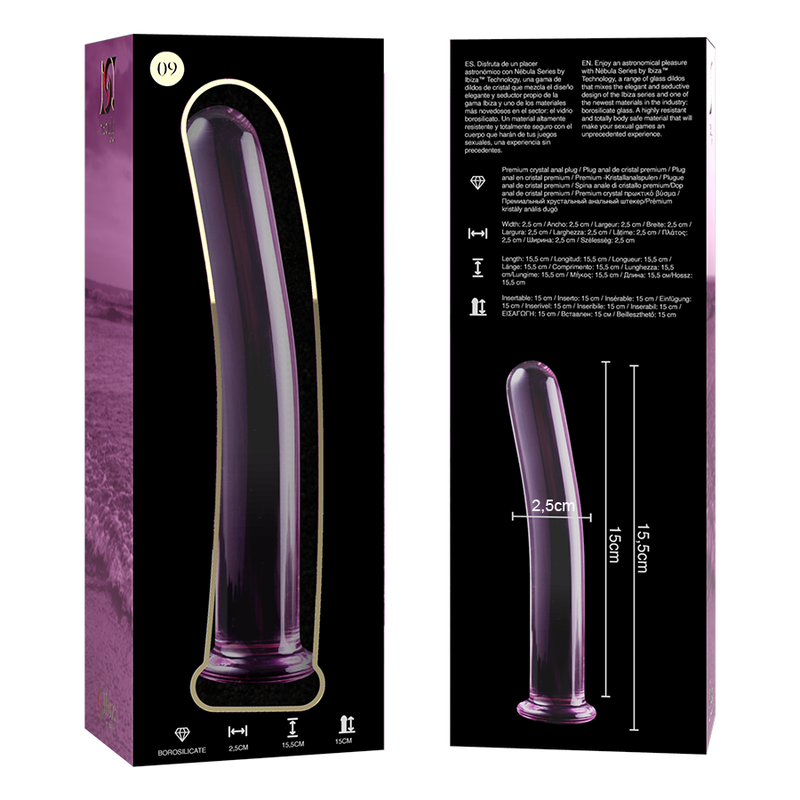 SERIA NEBULA BY IBIZA - MODEL 9 DILDO SZKŁO BOROKRZEMOWE RÓŻOWY 15.5 CM -O- 2.5 CM