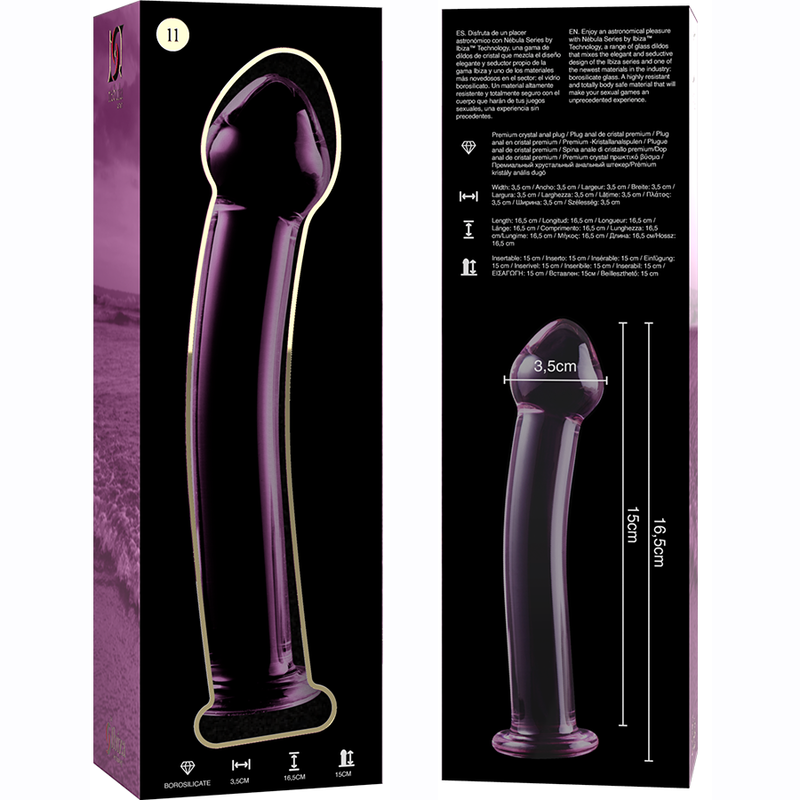 SERIA NEBULA IBIZA - MODEL 11 DILDO SZKŁO BOROKRZEMIANOWE RÓŻOWE 16 CM -O- 3 CM