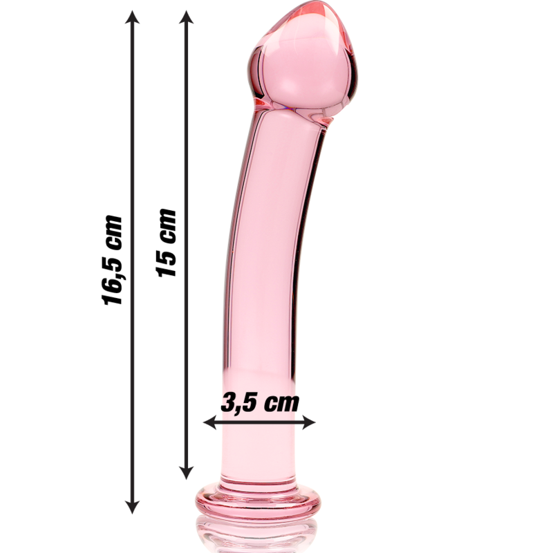 SERIA NEBULA IBIZA - MODEL 11 DILDO SZKŁO BOROKRZEMIANOWE RÓŻOWE 16 CM -O- 3 CM