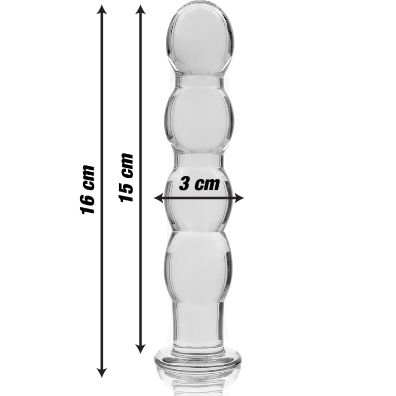 SERIA NEBULA FIRMY IBIZA - MODEL 10 DILDO SZKŁO BOROKRZEMOWE PRZEŹROCZYSTE 16,5 CM -O- 3,5 CM