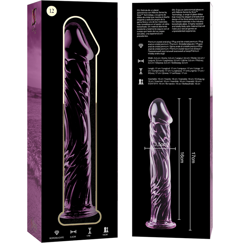 SERIA NEBULA BY IBIZA - MODEL 12 DILDO SZKŁO BOROKRZEMOWE RÓŻOWE 17 CM -O- 3.5 CM