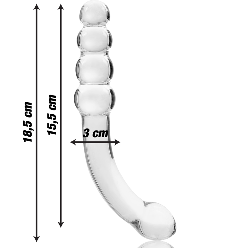 SERIA NEBULA FIRMY IBIZA - MODEL 14 DILDO SZKŁO BOROKRZEMOWE PRZEŹROCZYSTE 18,5 CM -O- 3 CM