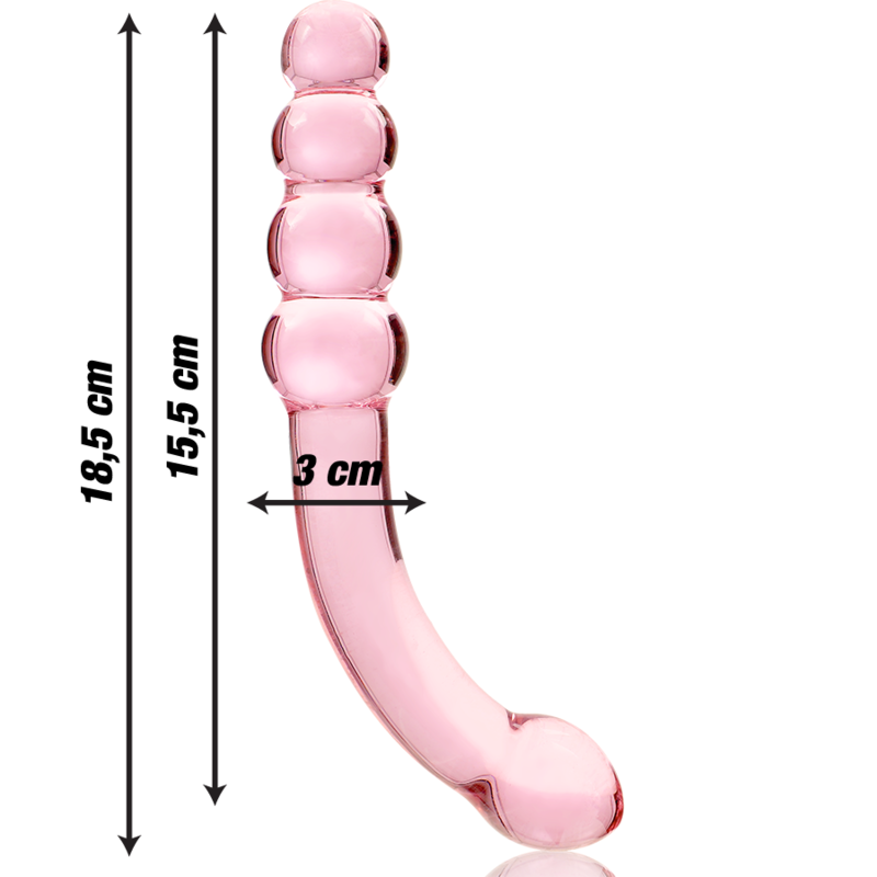 SERIA NEBULA BY IBIZA - MODEL DILDO 14 RÓŻOWE SZKŁO BOROKRZEMOWE 18,5 CM -O- 3 CM