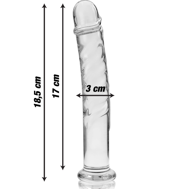 SERIA NEBULA BY IBIZA - MODEL 16 DILDO SZKŁO BOROKRZEMOWE PRZEŹROCZYSTE 18,5 CM -O- 3 CM