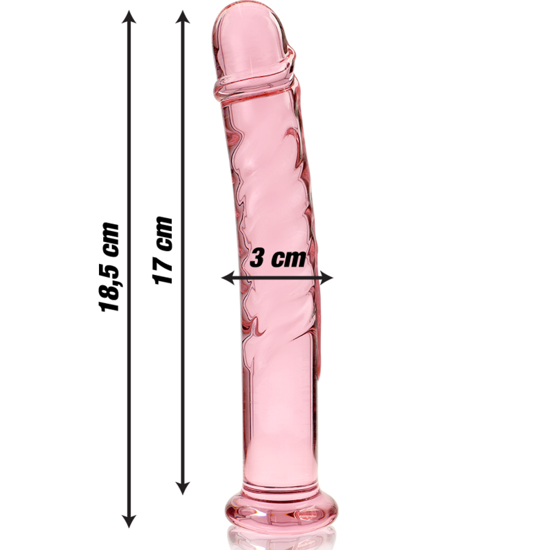 NEBULA SERIES BY IBIZA - MODEL 16 DILDO SZKŁO BOROKRZEMOWE RÓŻOWE 18.5 CM -O- 3 CM