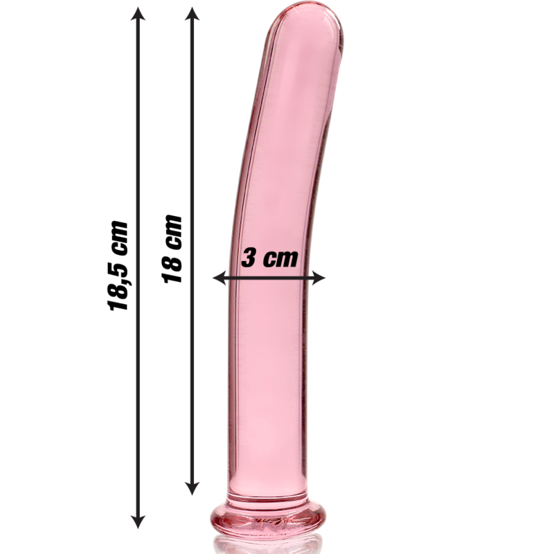 SERIA NEBULA BY IBIZA - MODEL 17 DILDO SZKLANE BOROKRZEMOWE RÓŻOWE 18,5 CM -O- 3 CM