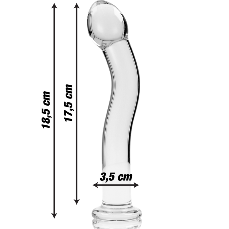 NEBULA SERIES BY IBIZA - MODEL 18 DILDO SZKŁO BOROKRZEMOWE PRZEŹROCZYSTE 18,5 CM -O- 3,5 CM