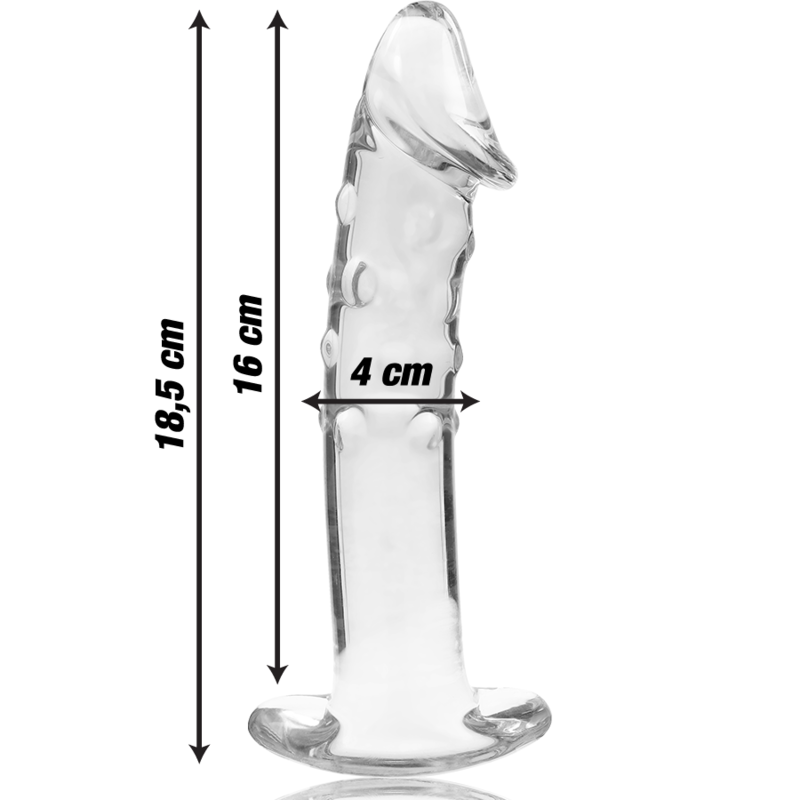 SERIA NEBULA BY IBIZA - MODEL 19 DILDO SZKŁO BOROKRZEMOWE PRZEŹROCZYSTE 18,5 CM -O- 4 CM