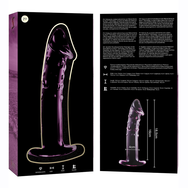 SERIA NEBULA BY IBIZA – DILDO MODEL 19 SZKŁO BOROKRZEMOWE RÓŻOWE 18,5 CM – Ø 4 CM