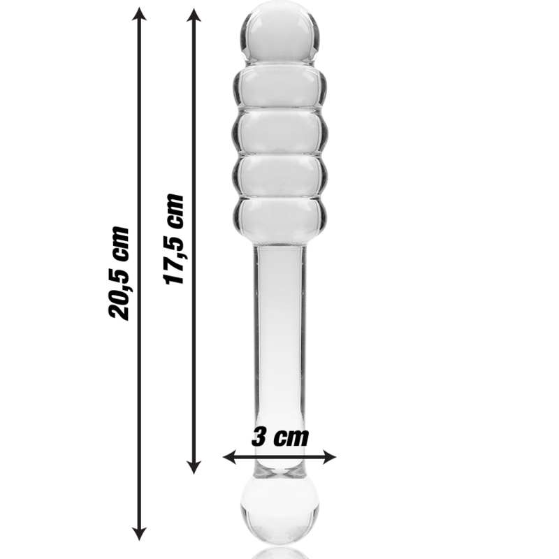 SERIA NEBULA FIRMY IBIZA - MODEL 20 DILDO SZKŁO BOROKRZEMIANOWE PRZEŹROCZYSTE 20,5 CM -O- 3 CM