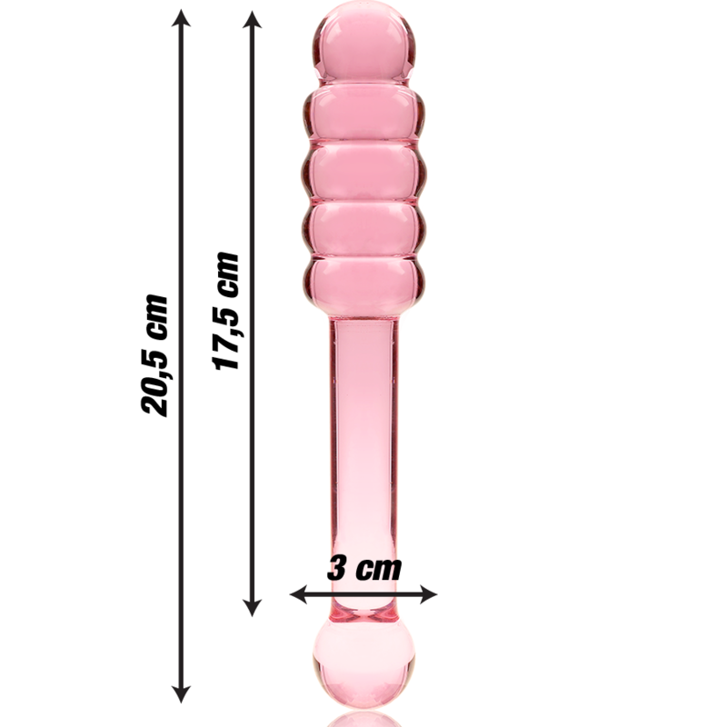 SERIA NEBULA BY IBIZA - DILDO MODEL 20 ZE SZKŁA BOROKRZEMIANOWEGO RÓŻOWE 20,5 CM -Ø- 3 CM
