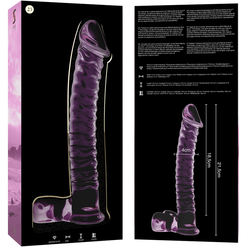 SERIA NEBULA IBIZA - DILDO MODEL 23 ZE SZKŁA BOROKRZEMOWEGO RÓŻOWE 21,5 CM -O- 4 CM