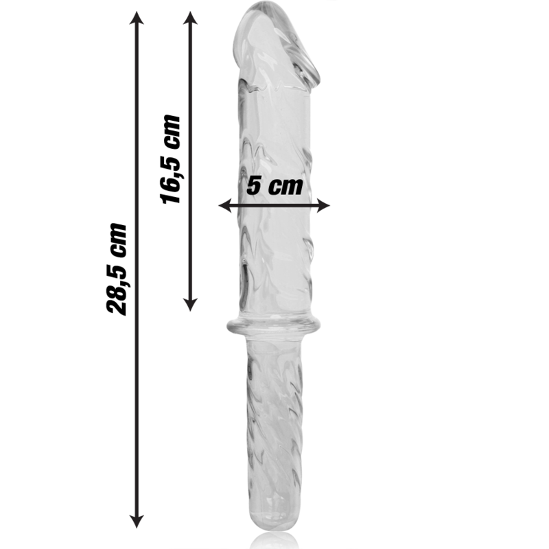 NEBULA SERIES BY IBIZA - MODEL 24 DILDO SZKŁO BOROKRZEMOWE PRZEŹROCZYSTE 28.5 CM -O- 5 CM
