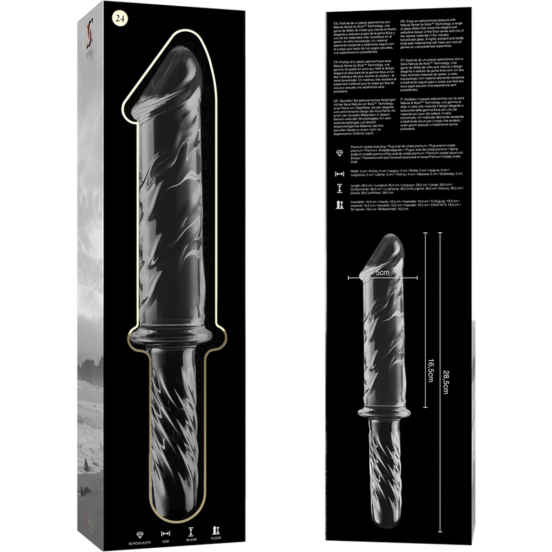NEBULA SERIES BY IBIZA - MODEL 24 DILDO SZKŁO BOROKRZEMOWE PRZEŹROCZYSTE 28.5 CM -O- 5 CM
