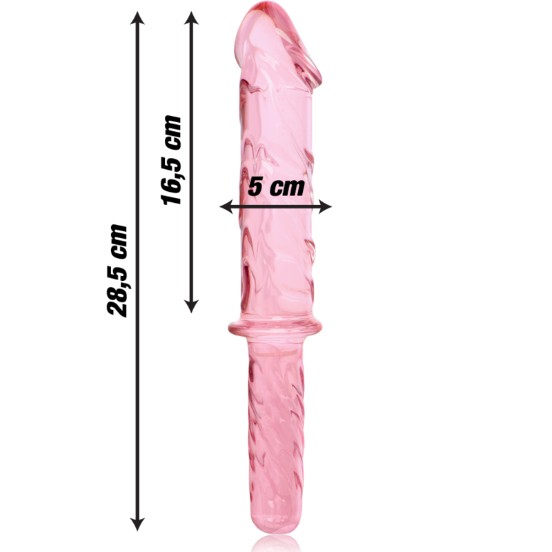 SERIA NEBULA BY IBIZA - MODEL 24 DILDO SZKŁO BOROKRZEMOWE RÓŻOWY 28,5 CM -O- 5 CM