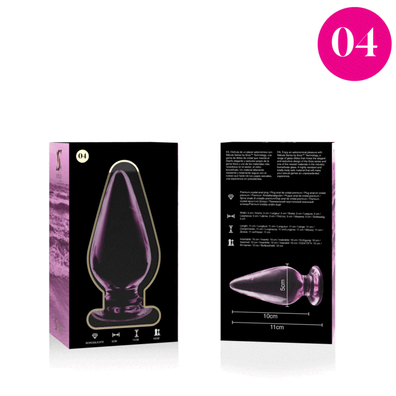 SERIA NEBULA OD IBIZA - MODEL 4 KOREK ANALNY ZE SZKŁA BOROKRZEMOWEGO RÓŻOWY 11 CM -O- 5 CM