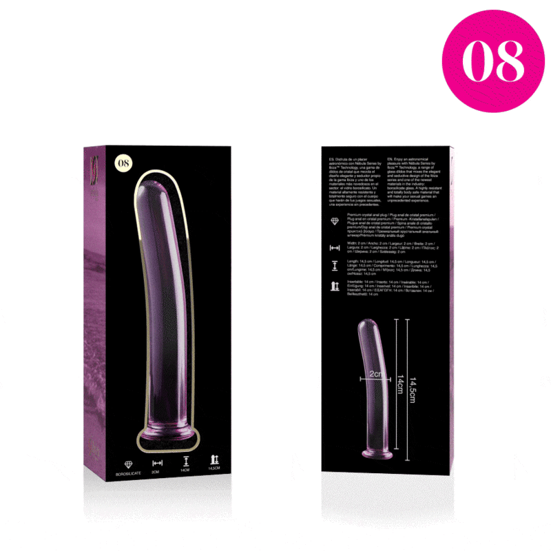 SERIA NEBULA IBIZA - DILDO MODEL 8 ZE SZKŁA BOROKRZEMIANOWEGO RÓŻOWE 14,5 CM -O- 2 CM