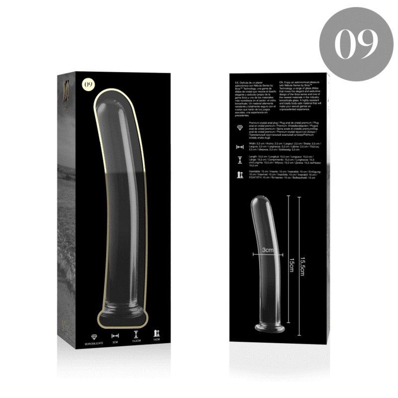 SERIA NEBULA BY IBIZA - DILDO MODEL 9 ZE SZKŁA BOROKRZEMIANOWEGO PRZEZROCZYSTE 15,5 CM -O- 2,5 CM