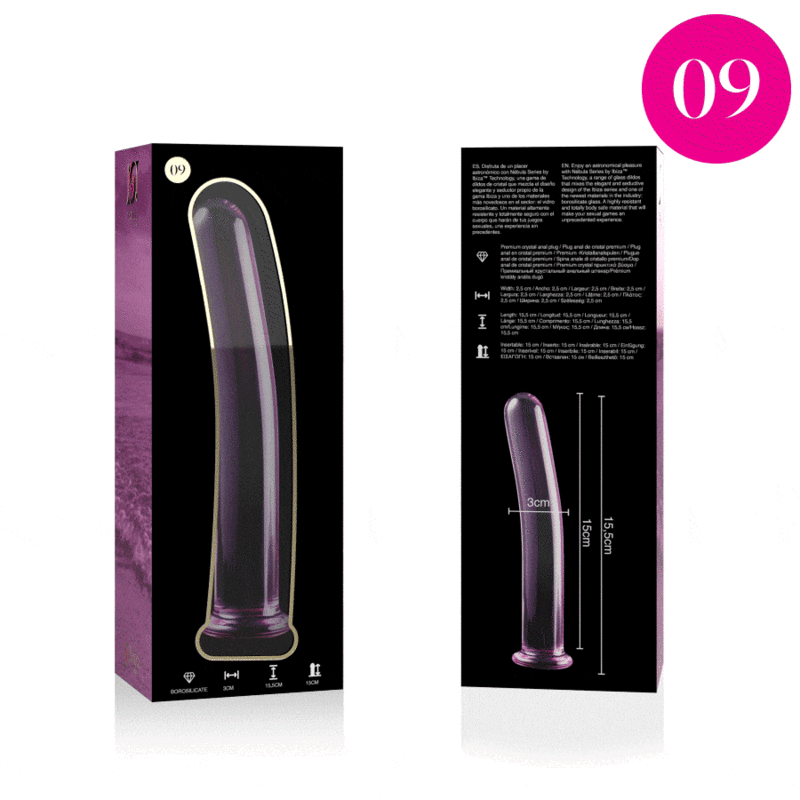 SERIA NEBULA BY IBIZA - MODEL 9 DILDO SZKŁO BOROKRZEMOWE RÓŻOWY 15.5 CM -O- 2.5 CM
