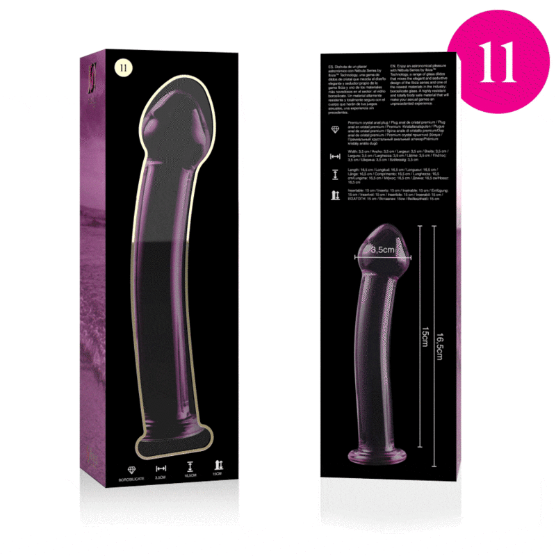 SERIA NEBULA IBIZA - MODEL 11 DILDO SZKŁO BOROKRZEMIANOWE RÓŻOWE 16 CM -O- 3 CM
