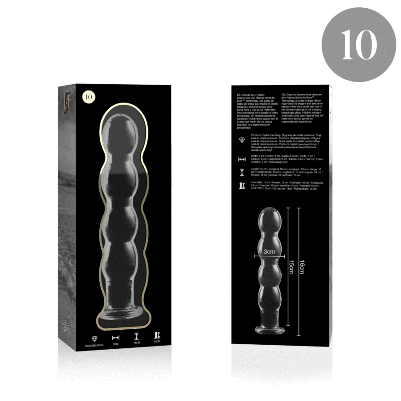 SERIA NEBULA FIRMY IBIZA - MODEL 10 DILDO SZKŁO BOROKRZEMOWE PRZEŹROCZYSTE 16,5 CM -O- 3,5 CM