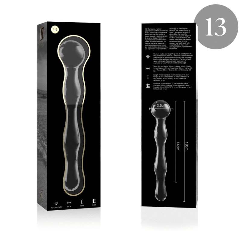 SERIA NEBULA BY IBIZA - MODEL 13 DILDO SZKŁO BOROKRZEMIANOWE PRZEŹROCZYSTE 18 CM -O- 3.5 CM
