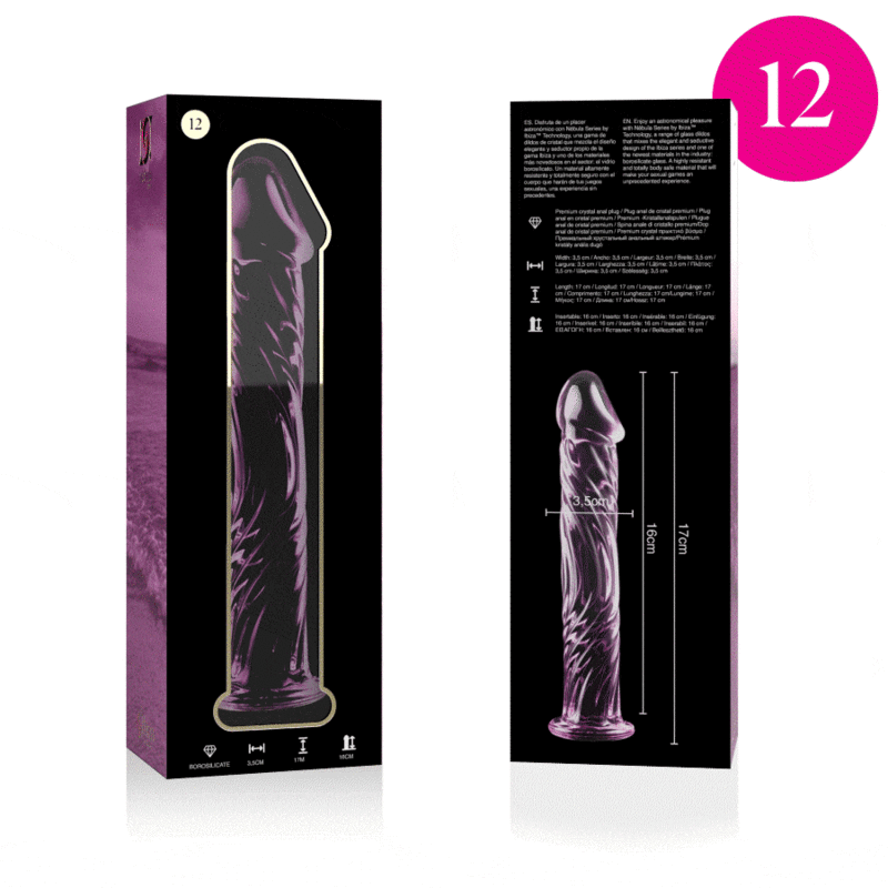 SERIA NEBULA BY IBIZA - MODEL 12 DILDO SZKŁO BOROKRZEMOWE RÓŻOWE 17 CM -O- 3.5 CM