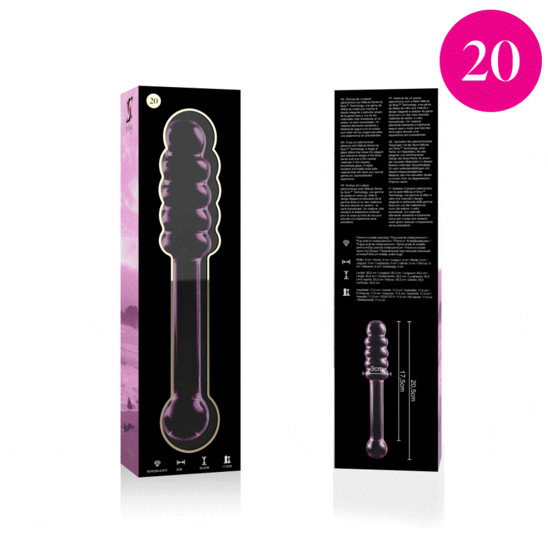 SERIA NEBULA BY IBIZA - DILDO MODEL 20 ZE SZKŁA BOROKRZEMIANOWEGO RÓŻOWE 20,5 CM -Ø- 3 CM