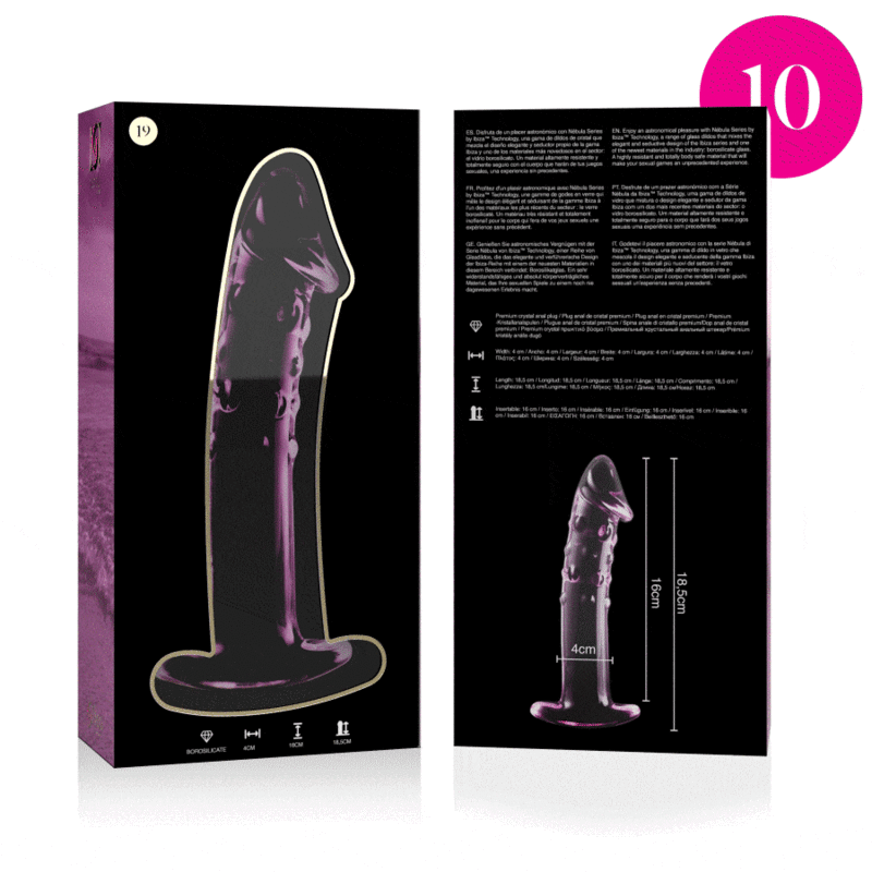SERIA NEBULA BY IBIZA – DILDO MODEL 19 SZKŁO BOROKRZEMOWE RÓŻOWE 18,5 CM – Ø 4 CM
