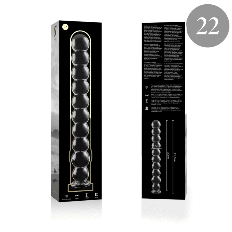 SERIA NEBULA IBIZA – MODEL 22 DILDO SZKŁO BOROKRZEMIANOWE PRZEŹROCZYSTE 21,5 CM –Ś– 2,5 CM