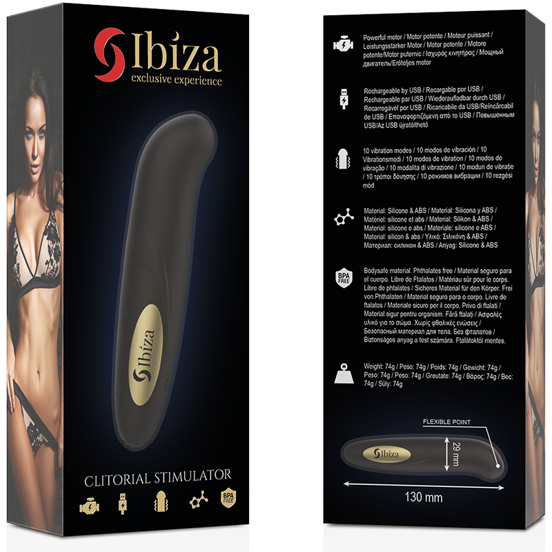 IBIZA - STYMULATOR ŁECHTACZKI ŁADOWARKA USB 10 TRYBÓW WIBRACJI ZŁOTY 13 X 2,9