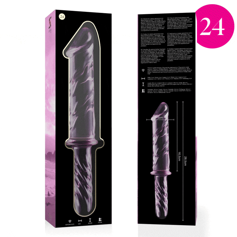 SERIA NEBULA BY IBIZA - MODEL 24 DILDO SZKŁO BOROKRZEMOWE RÓŻOWY 28,5 CM -O- 5 CM