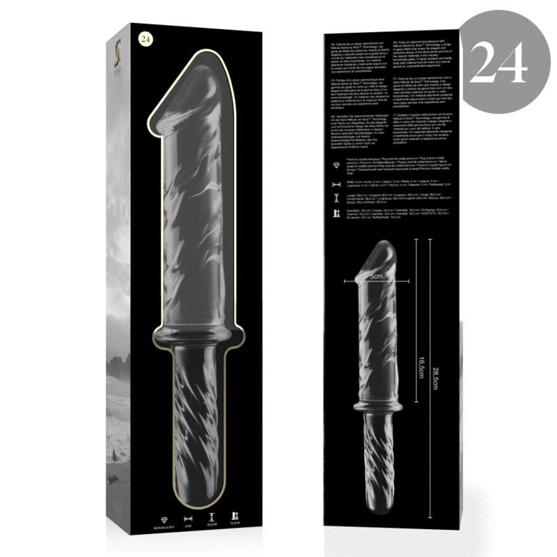 NEBULA SERIES BY IBIZA - MODEL 24 DILDO SZKŁO BOROKRZEMOWE PRZEŹROCZYSTE 28.5 CM -O- 5 CM