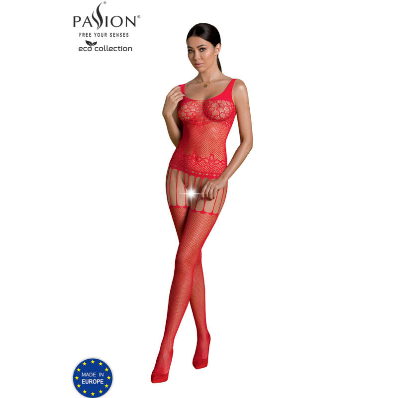 PASSION - KOLEKCJA ECO BODYSTOCKING ECO BS001 CZERWONY