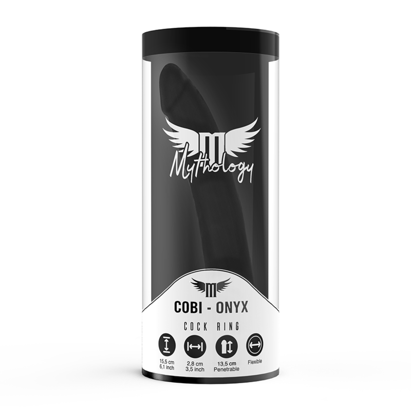 MYTHOLOGY - COBI ONYX ANALNY DILDO Z PIERŚCIENIEM NA PENISA I JĄDRA 13 CM SILIKON